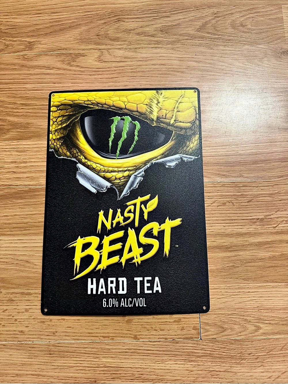 Monster Energy Nasty Beast Hard Tea Promotional Metal Sign Metal Wall Sign Black